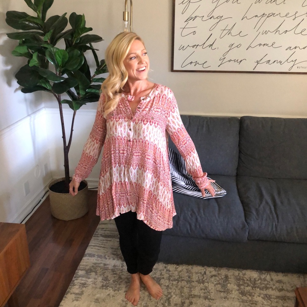 Pink Moroccan Print Long Tunic